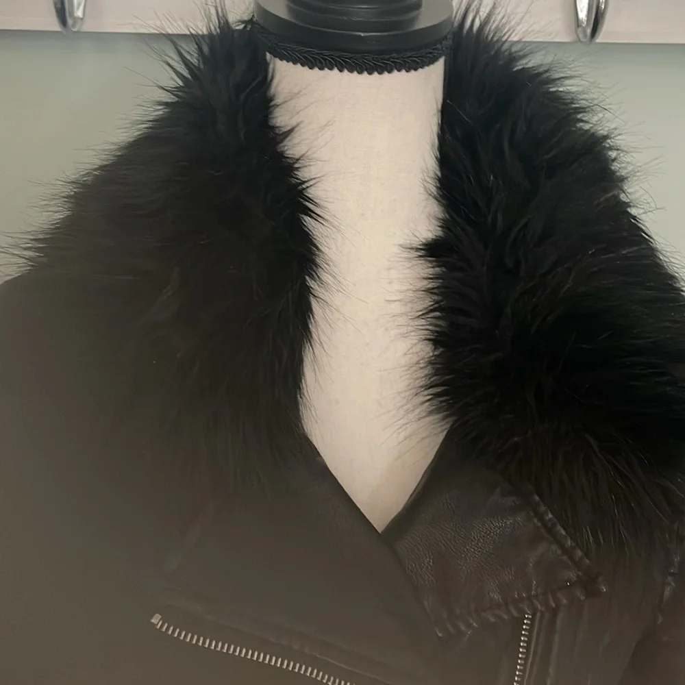 Guess Asymmetrical Moto Style Jacket Sz L - Picture 4 of 10